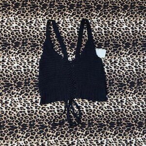 ♡︎ bnwt f21 black crochet tank top ♡︎